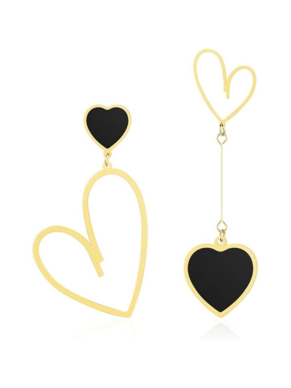 🆕 Women Gold Trendy Heart Dangle Earrings Titanium Stainless Steel Love Jewelry